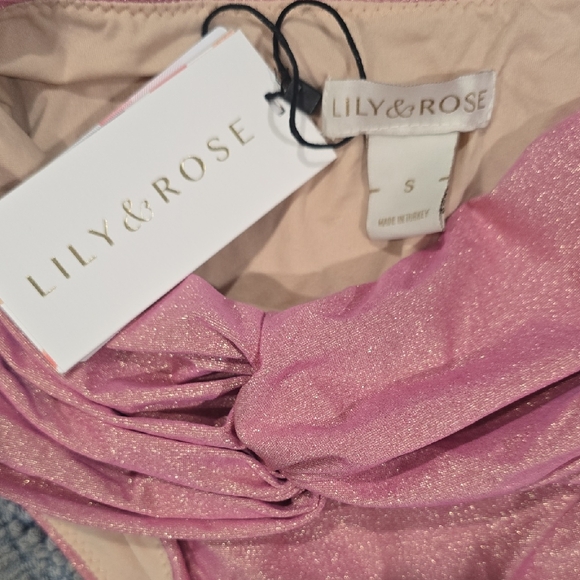 Lily & Rose Shimmering Pink Bikini Bottoms - Picture 2 of 4